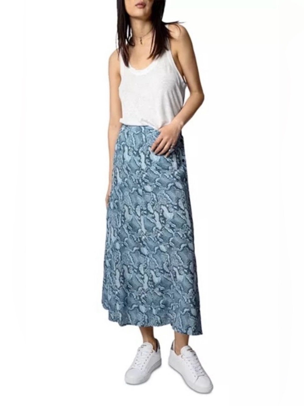 Zadig and Voltaire June Midi Python Print Silk Skirt size 38/ M